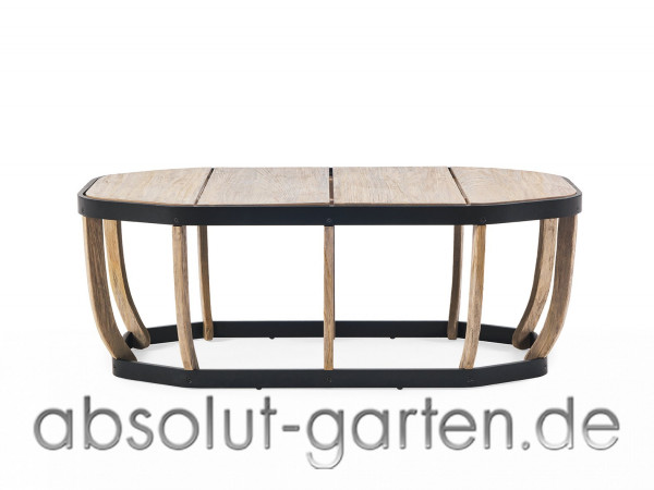 Coffe Table Swing Loungetisch groß pickled Teak + aluminium sepia schwarz 