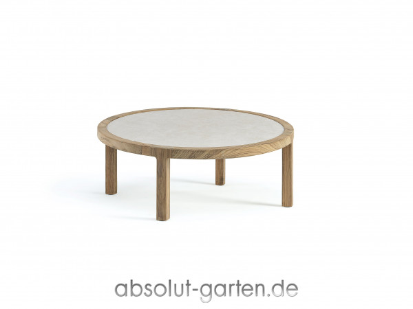 Coffe Table Grand life Loungetisch rund 25 cm hoch Pickled Teakholz