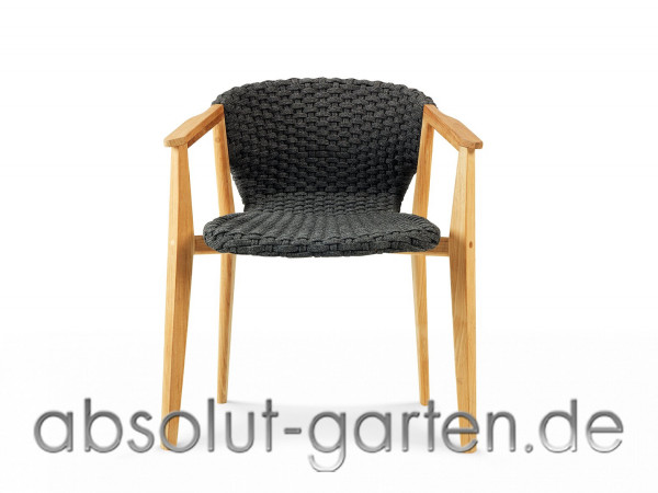 Diningstuhl Knit Armlehnenstuhl, Teak + rope lava grey