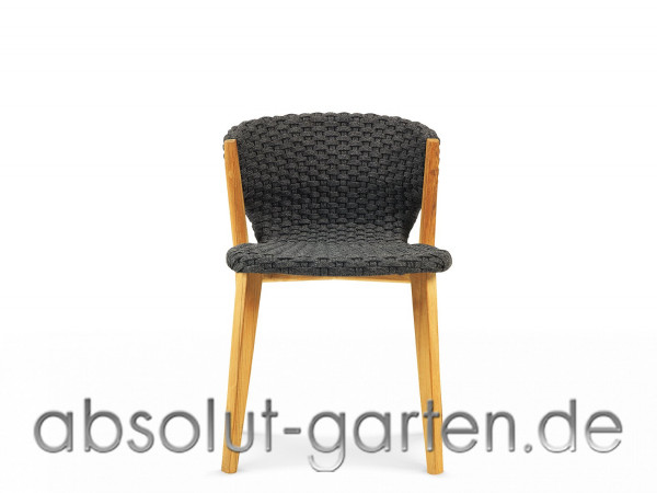 Diningstuhl Knit Essstuhl, Teak + rope lava grey